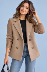 Brun dobbeltradet blazer med revers