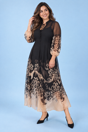 Robe longue noire fluide à manches longues | Porté sur une autre silhouette | Lounelle Paris