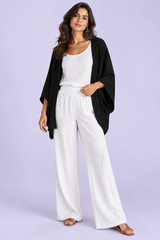 Afslappet sort cardigan med åben front