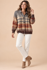 Ternet brun cardigan med krave