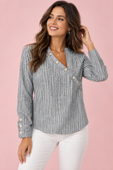 Stribet asymmetrisk grå bluse