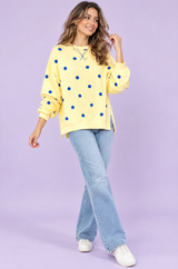 Oversized sweatshirt i gul med prikker