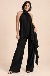 Ensemble pantalon fluide noir sans manches | Porté sur une autre silhouette | Lounelle Paris