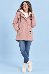 Oversized parka med hætte i pink