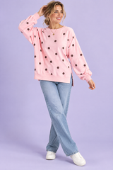 Oversized sweatshirt i pink med prikker
