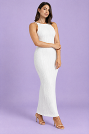 Robe longue moulante dos nu blanche | Porté sur une autre silhouette | Lounelle Paris