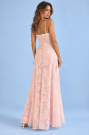 Robe longue fleurie rose | Vue de dos | Lounelle Paris