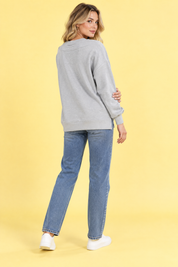 Top gris à épaules dénudées et col V | Vue de dos | Lounelle Paris