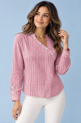 Stribet asymmetrisk pink bluse