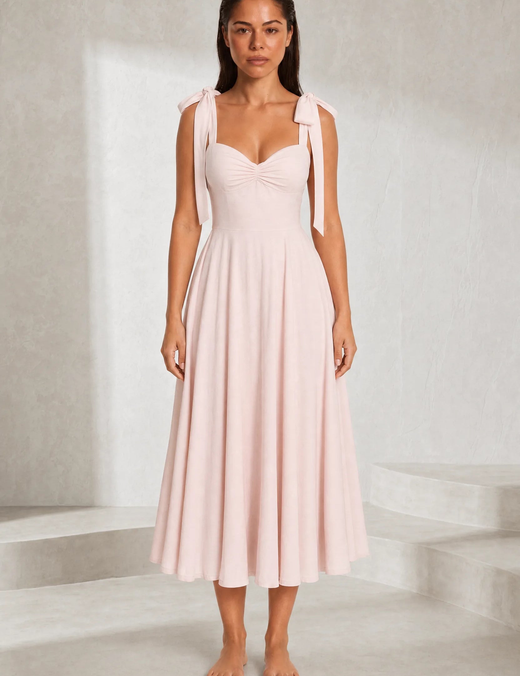 Robe à bretelles nouées dos nu | Lounelle Paris