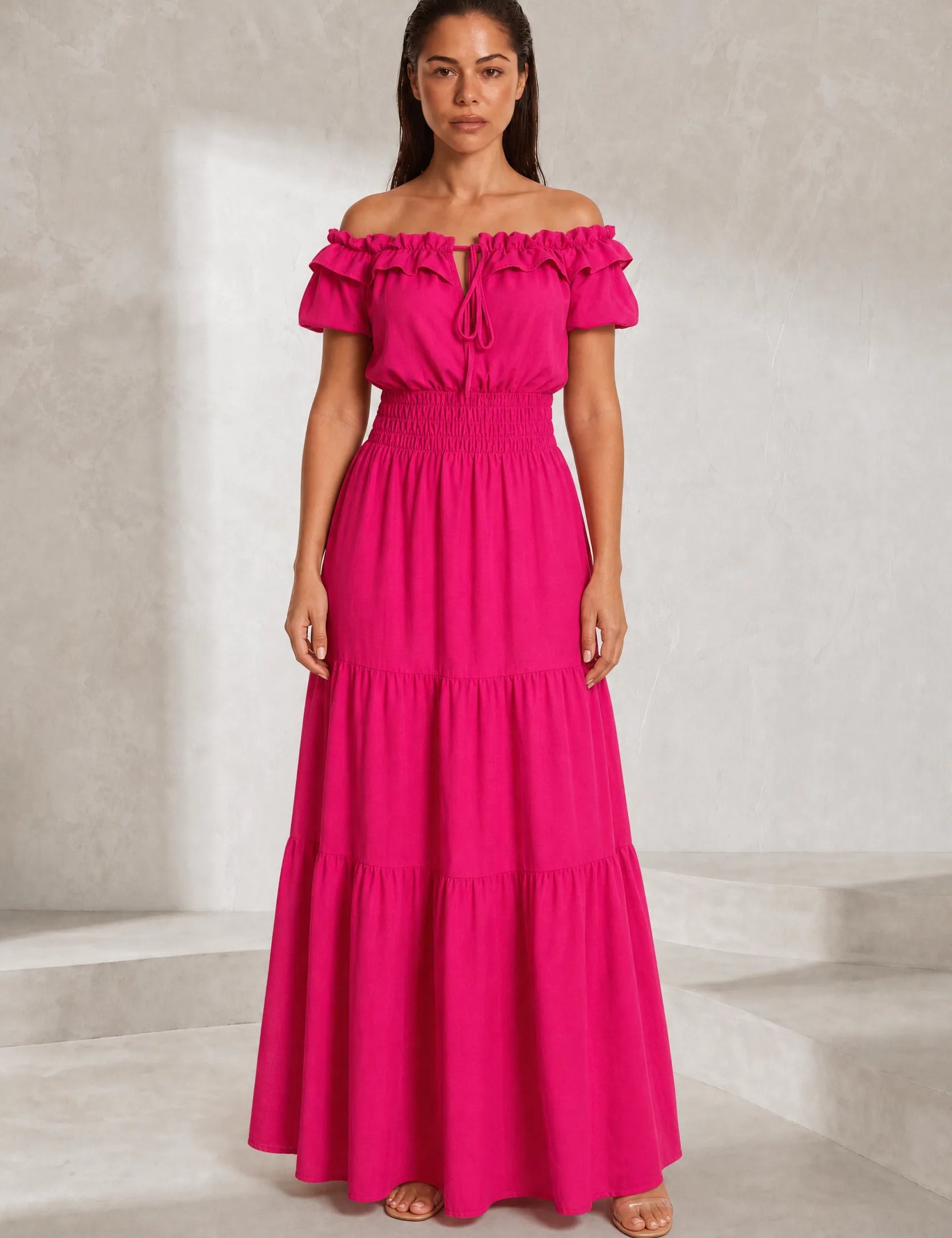 Robe à volants épaules dénudées | Lounelle Paris