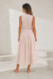 Robe abricot col V à volants | Lounelle Paris