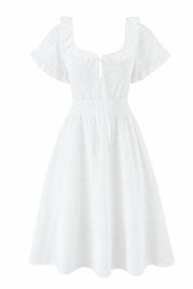 Robe blanche brodée dos ajouré | Lounelle Paris