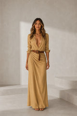 Robe col chemise ceinturée