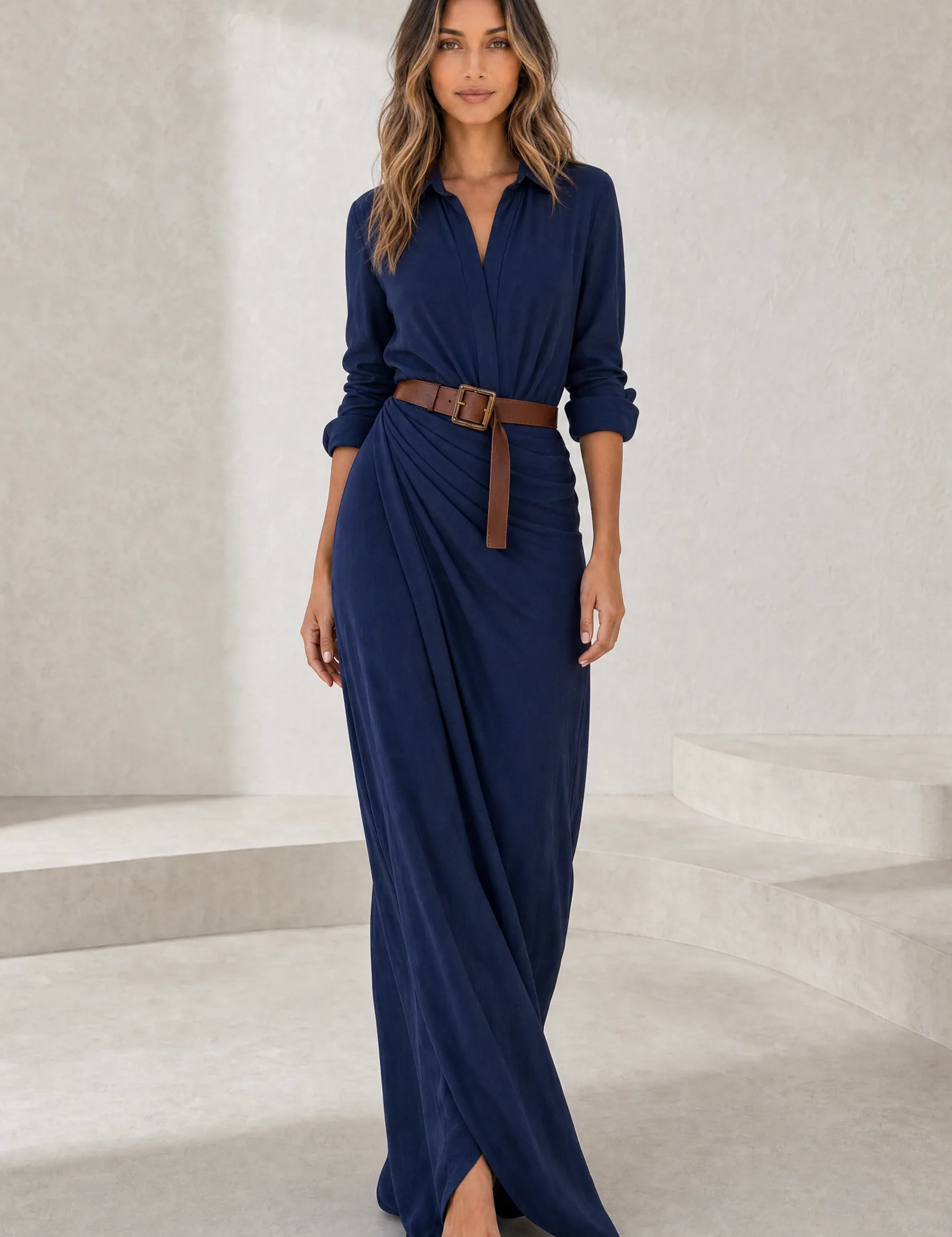 Robe col chemise ceinturée | Lounelle Paris