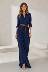 Robe col chemise ceinturée