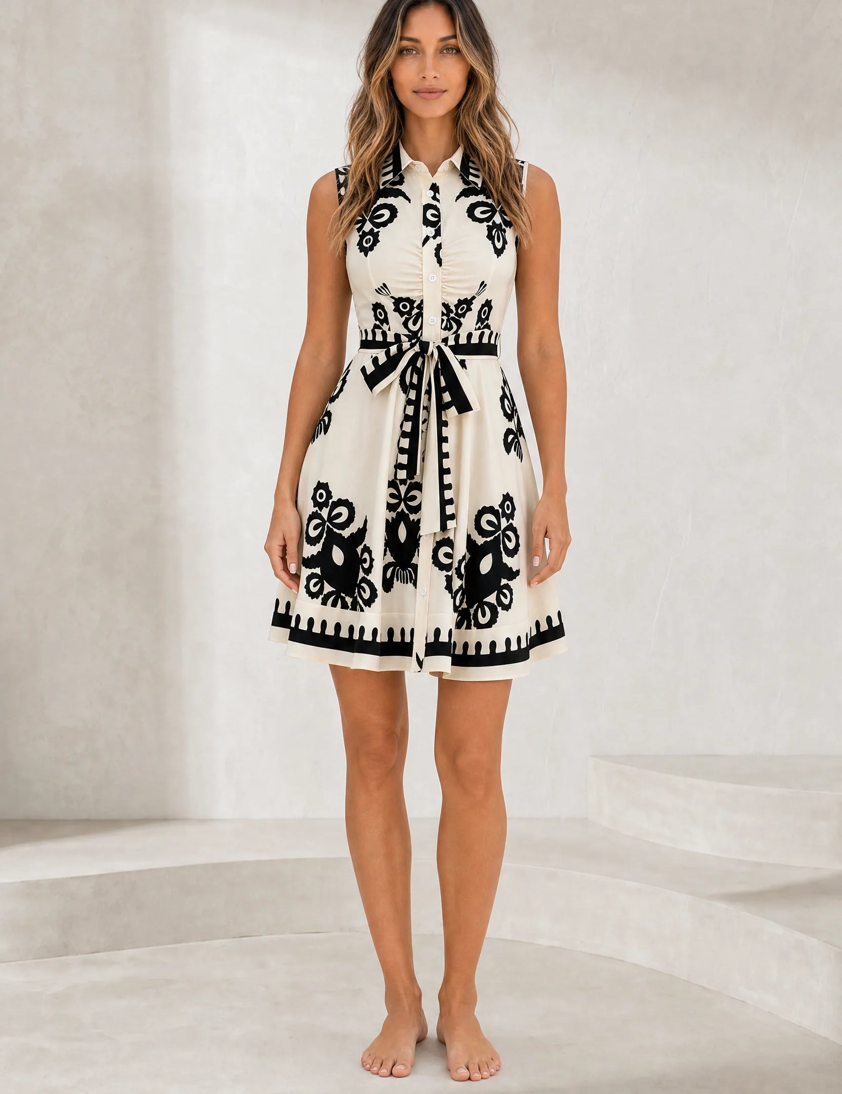 Robe col chemise ceinturée | Lounelle Paris