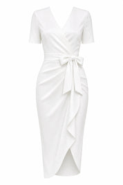 Robe col V à nœud | Lounelle Paris