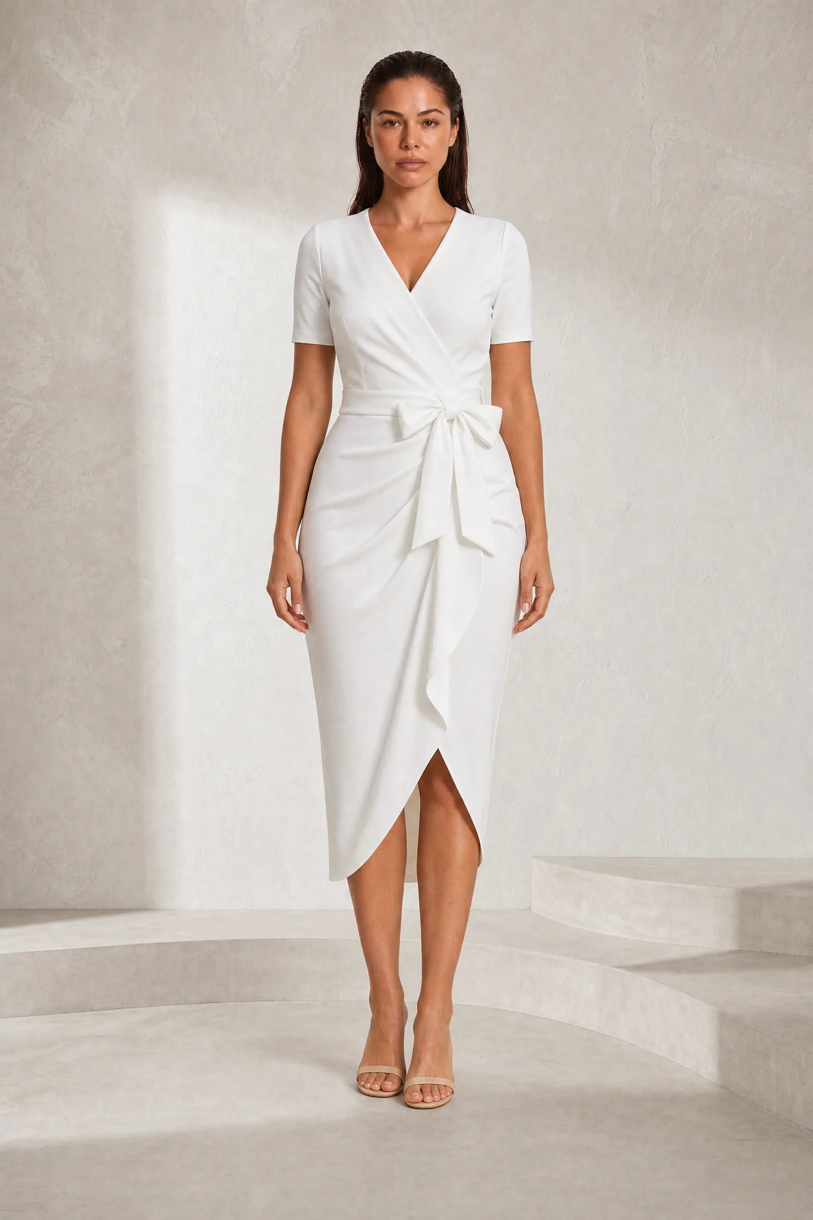 Robe col V à nœud | Lounelle Paris