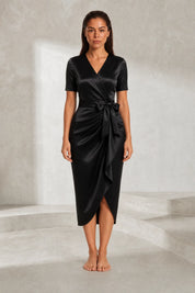 Robe col V à nœud | Lounelle Paris