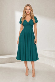 Robe col V croisé manches bouffantes | Lounelle Paris