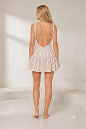 Robe en dentelle beige sans manches | Lounelle Paris