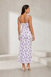 Robe fleurie ajustée dos ouvert | Lounelle Paris
