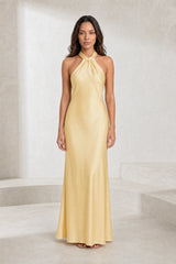 Robe jaune col licou dos nu