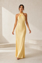Robe jaune col licou dos nu | Lounelle Paris