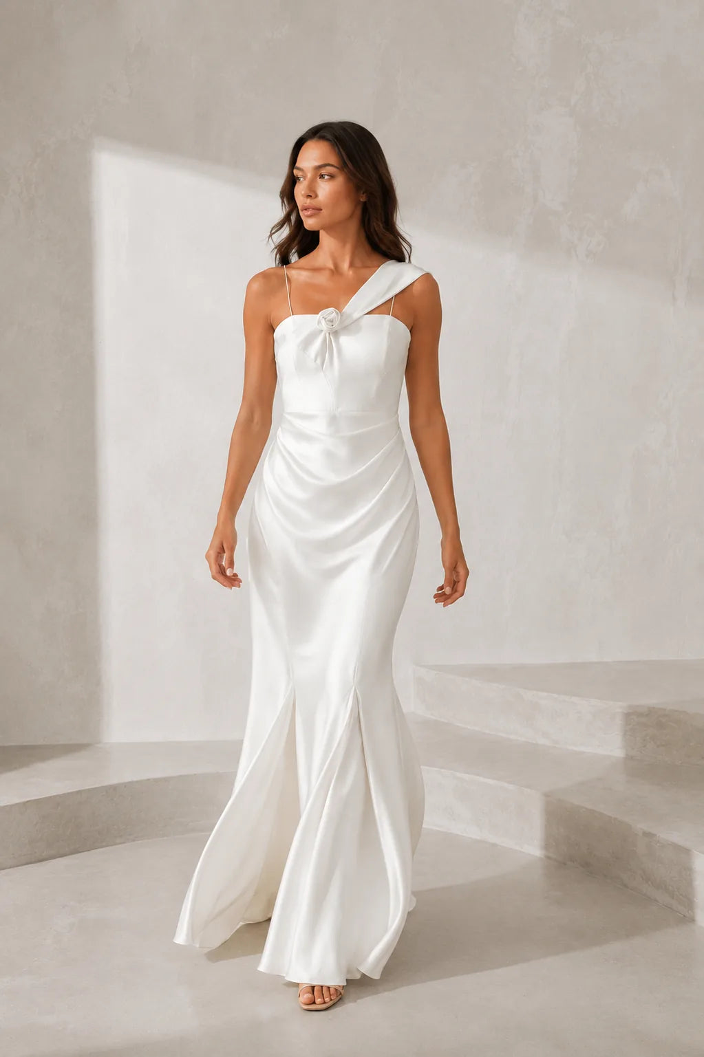 Robe longue blanche asymétrique | Lounelle Paris