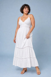 Robe longue blanche dos nu | Porté sur une autre silhouette | Lounelle Paris