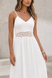 Robe longue blanche en dentelle | Lounelle Paris
