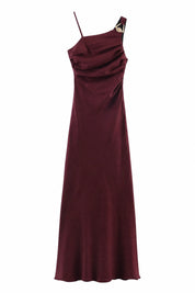 Robe longue bordeaux asymétrique | Lounelle Paris