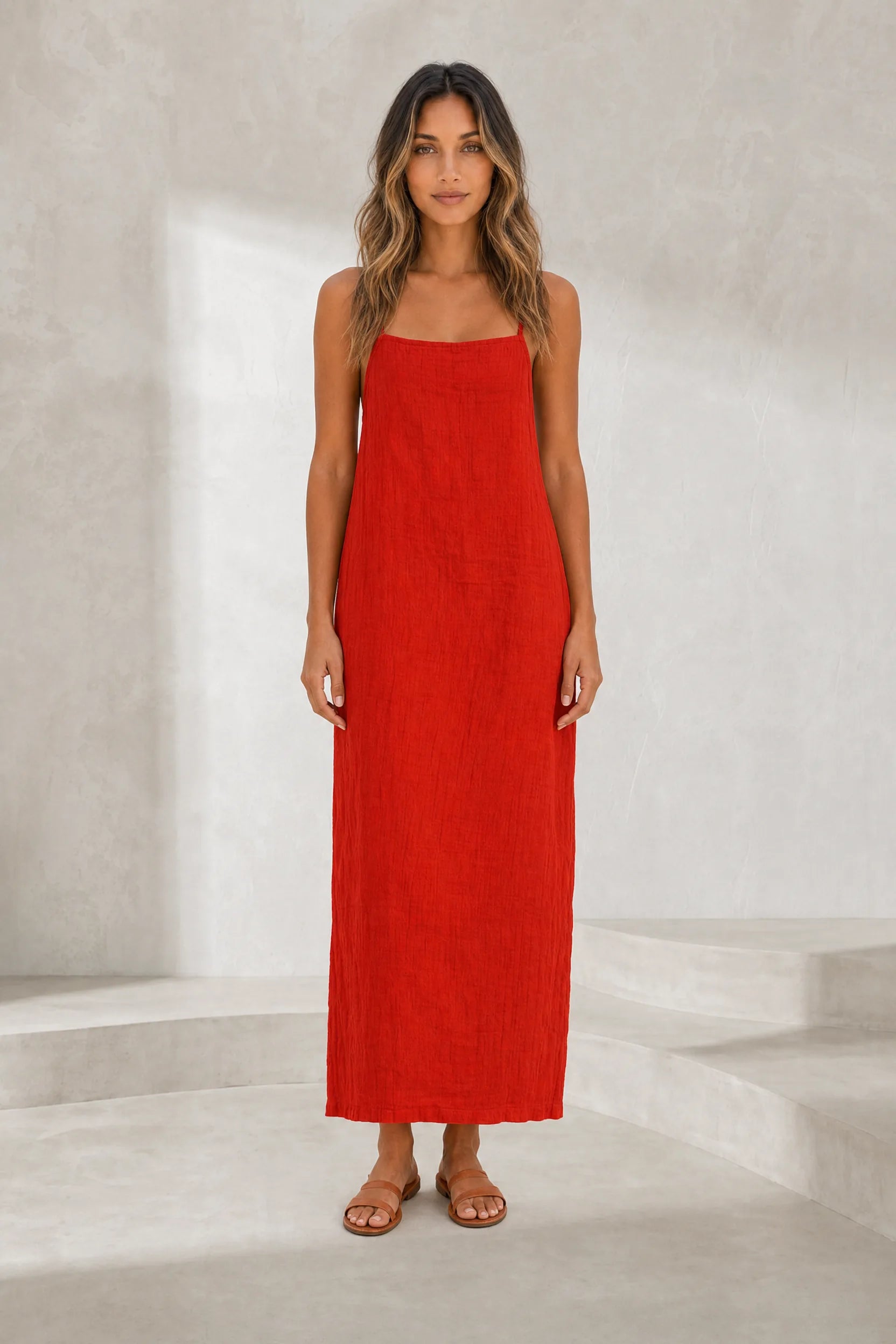 Robe longue bretelles encolure carrée | Lounelle Paris