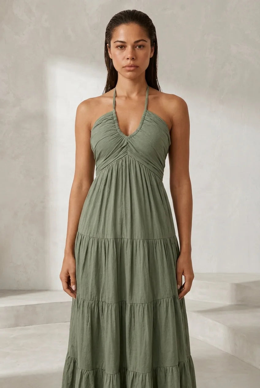 Robe longue col halter dos nu | Lounelle Paris