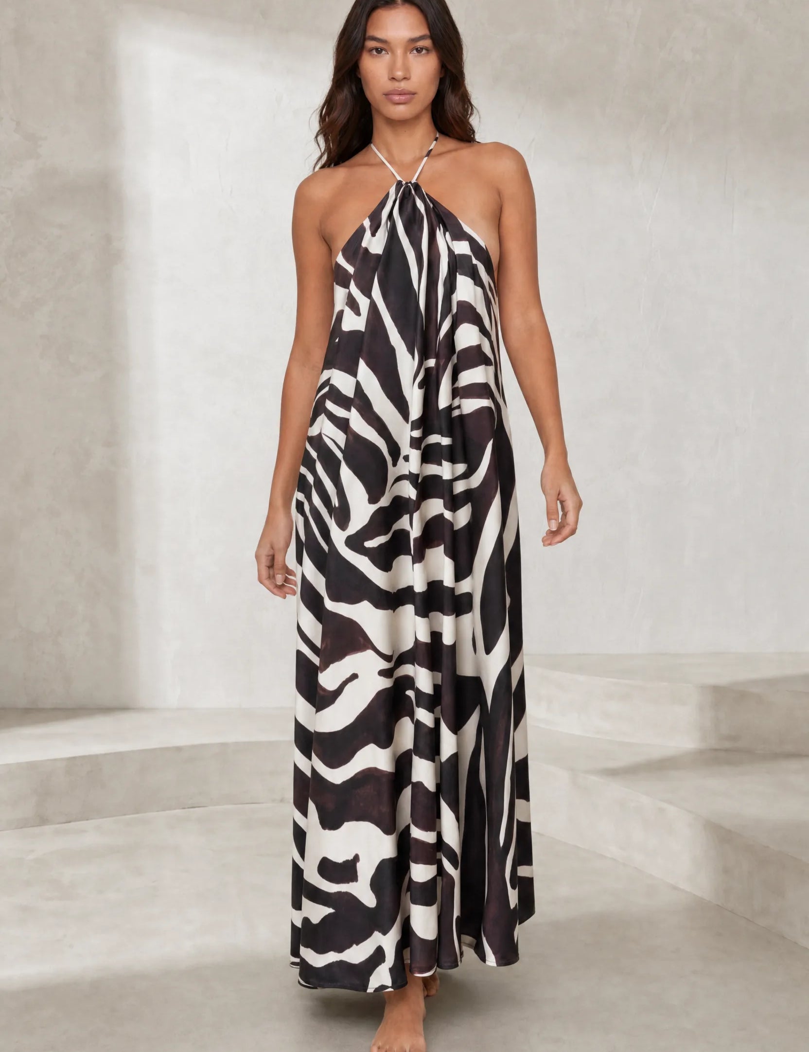 Robe longue col licou imprimé animalier | Lounelle Paris