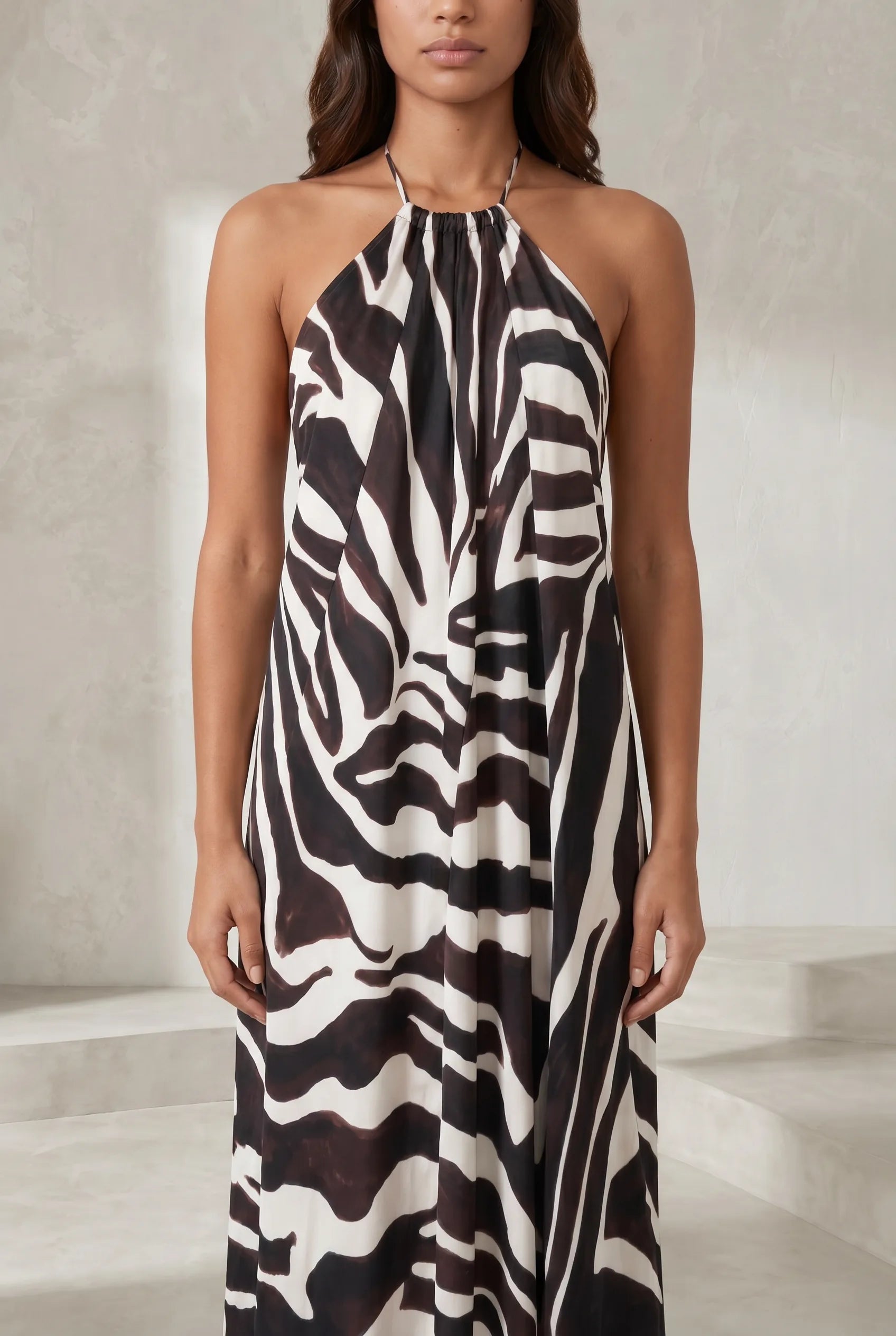 Robe longue col licou imprimé animalier | Lounelle Paris