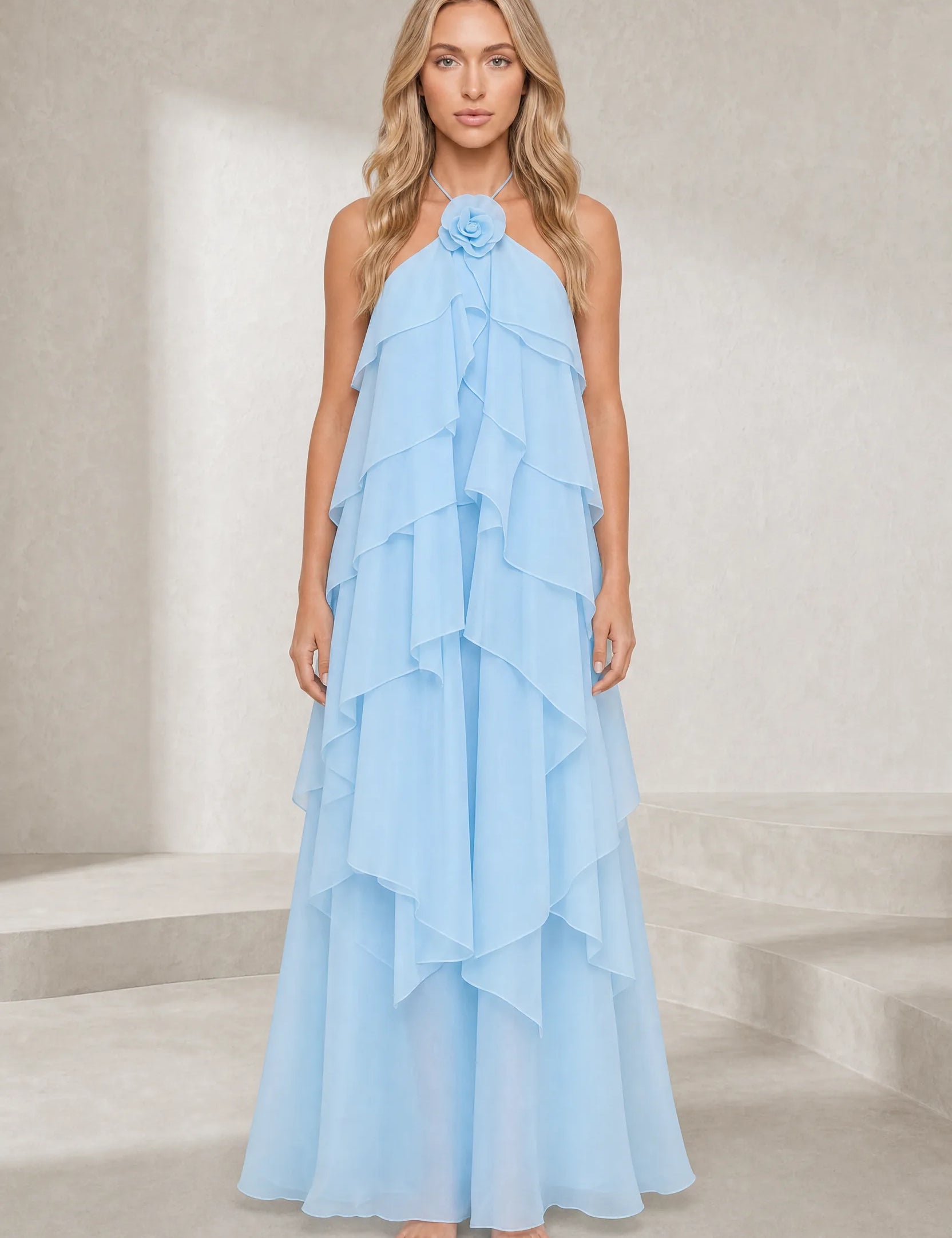 Robe longue dos nu à volants | Lounelle Paris