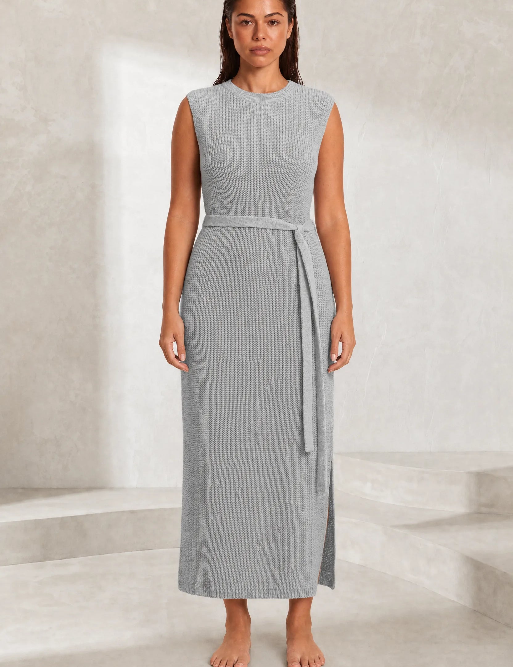 Robe longue en maille fendue | Lounelle Paris