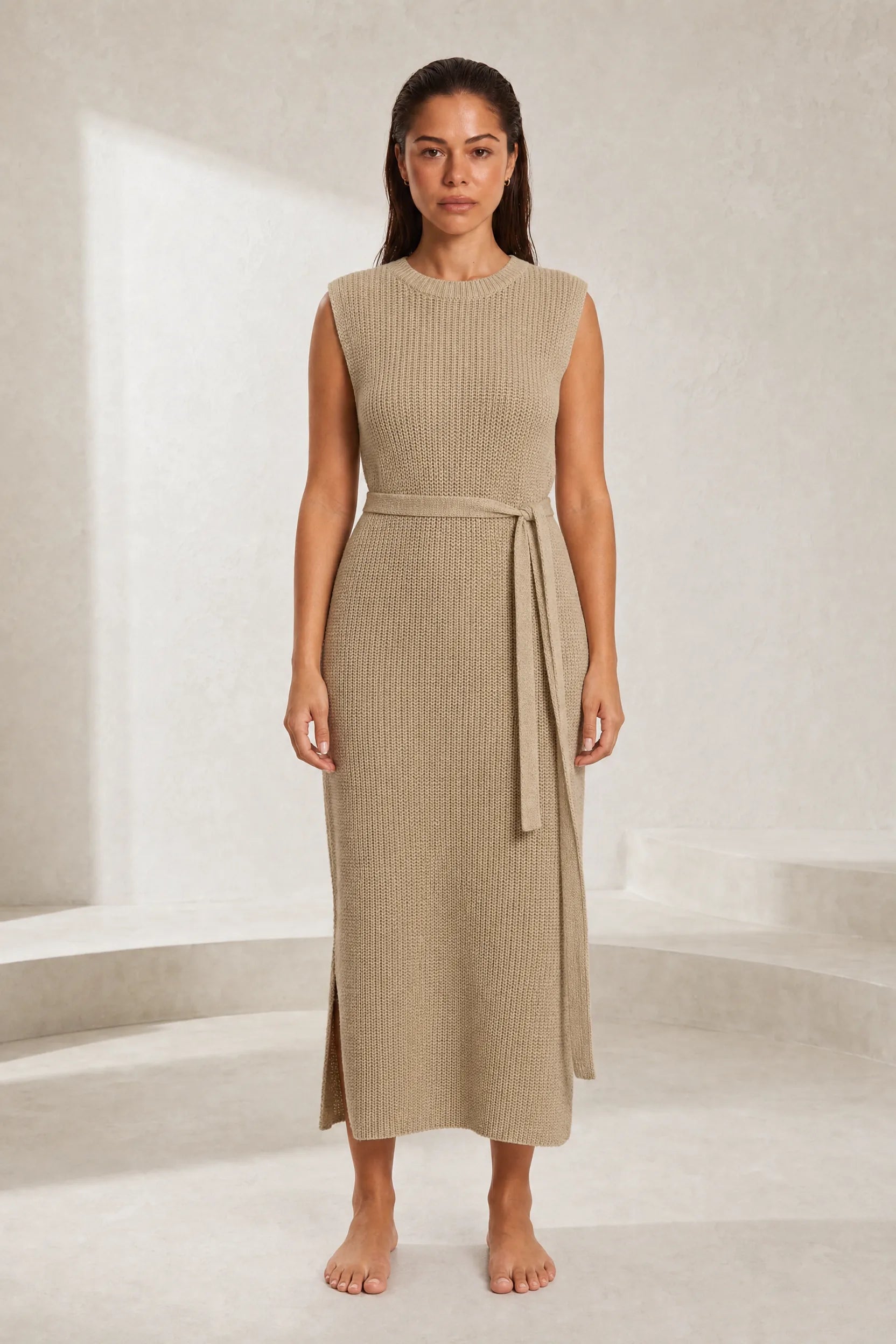 Robe longue en maille fendue | Lounelle Paris