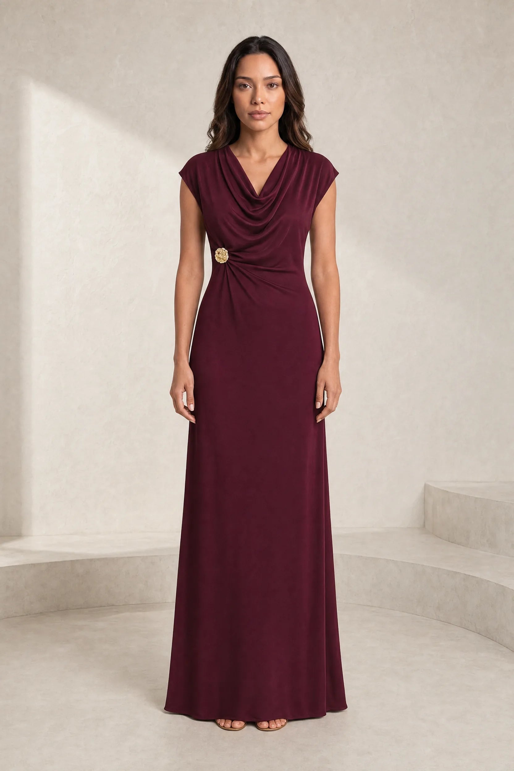 Robe longue fluide col drapé | Lounelle Paris