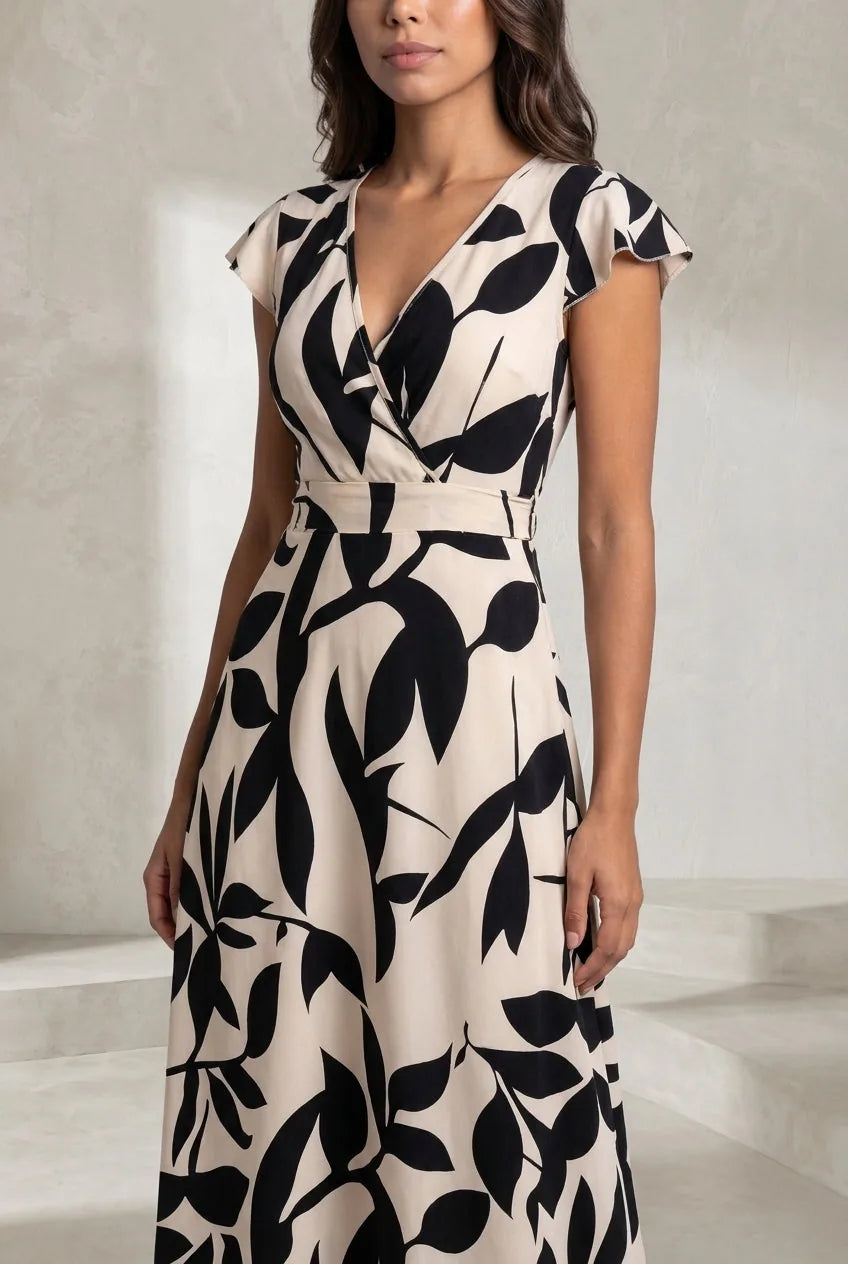 Robe longue imprimée col V | Lounelle Paris