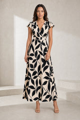 Robe longue imprimée col V