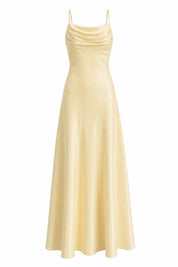 Robe longue jaune dos nu à lacets | Lounelle Paris