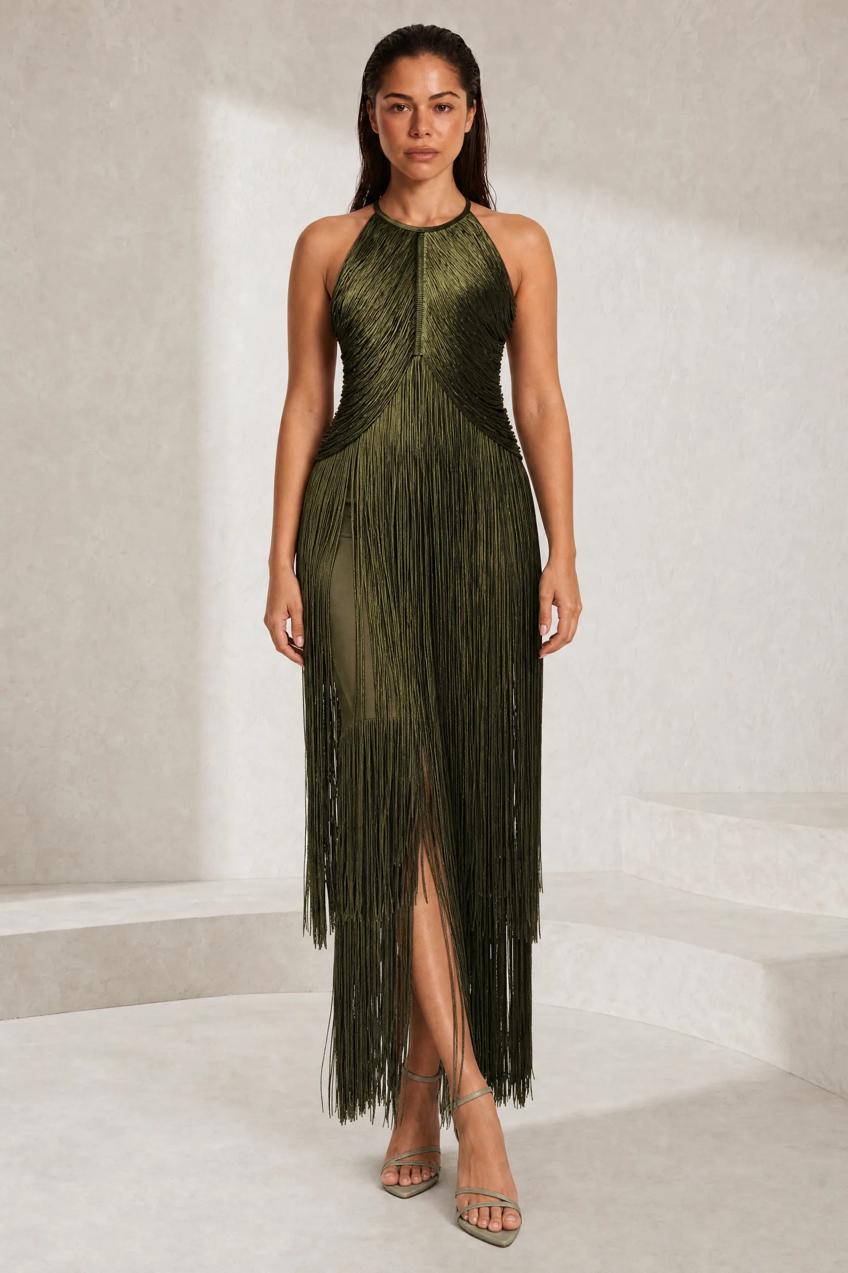 Robe longue licou à franges | Lounelle Paris