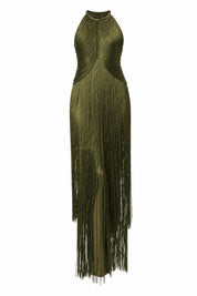 Robe longue licou à franges | Lounelle Paris