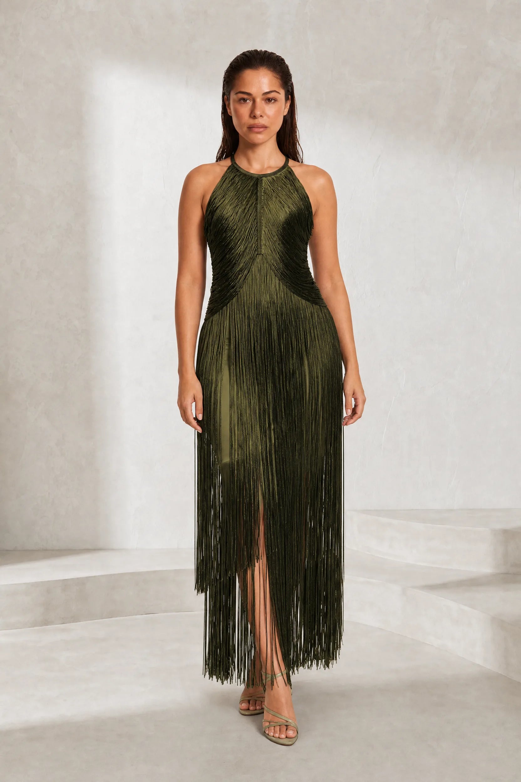 Robe longue licou à franges | Lounelle Paris