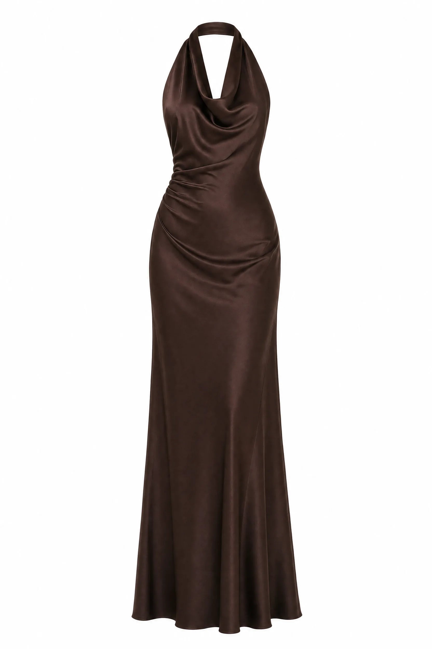 Robe longue marron ajustée dos nu | Lounelle Paris