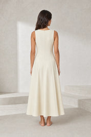 Robe longuecrème évasée sans manches | Lounelle Paris