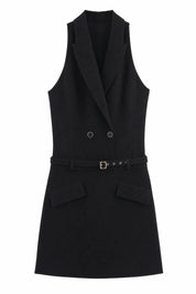 Robe noire tailleur sans manches | Lounelle Paris